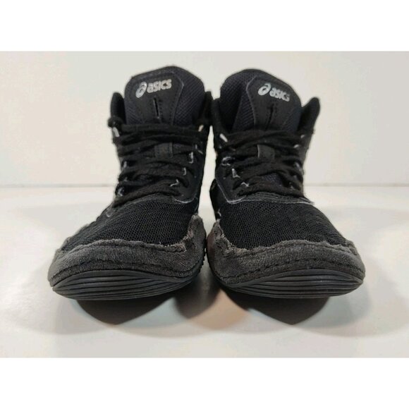 Asics Matflex 6 Wrestling Shoes Kids Youth 4 Boxing Black White Silver 1084A007 - Picture 3 of 12